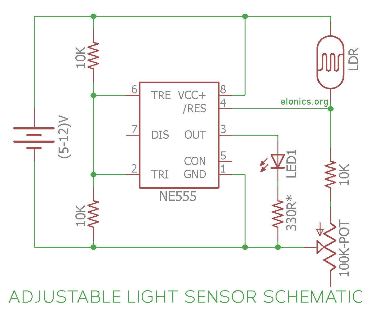 Light sensor circuit using LDR and 555 timer IC with ...